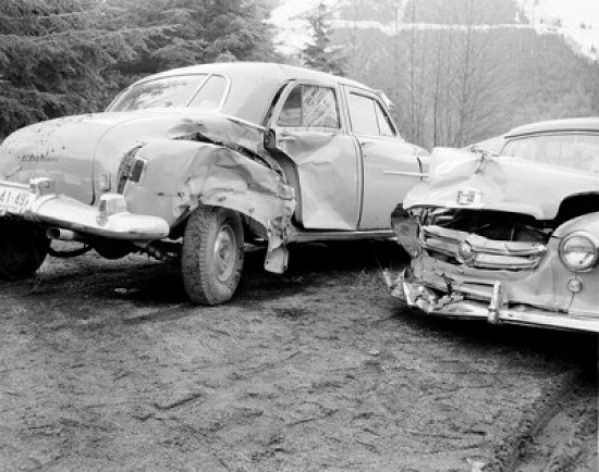 Wreck Caused by Side Swipe at High Speed Poster Print - 18 x 24 in.