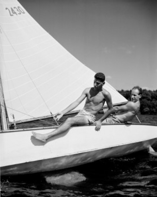 Two Men on Sailboat Poster Print - 18 x 24 in.