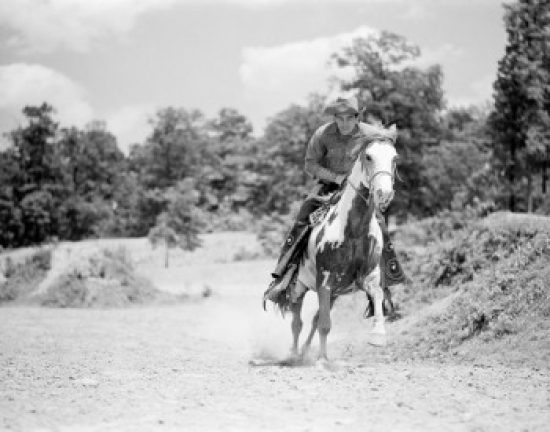 Cowboy Horseback Riding Poster Print - 18 x 24 in.