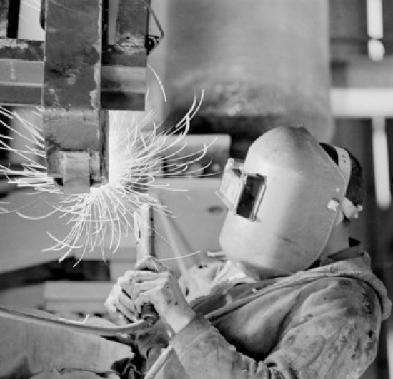 Welder at Work Poster Print - 18 x 24 in.