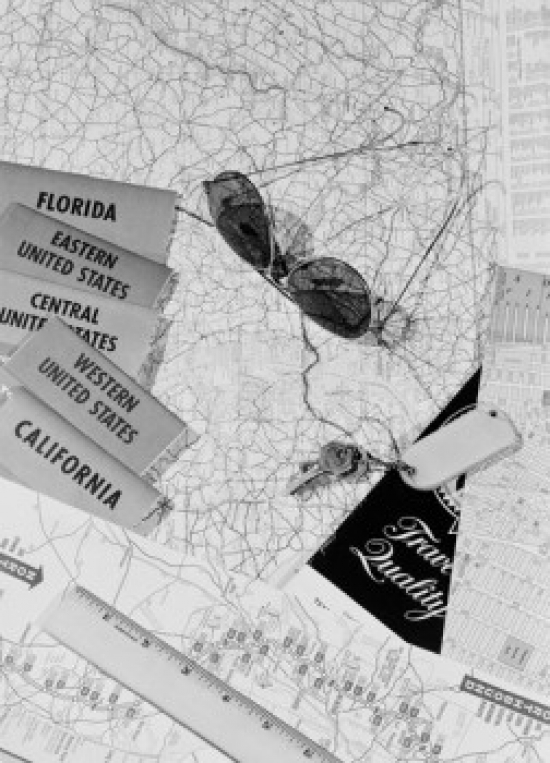 Set of Maps with Sunglasses & Keys Poster Print