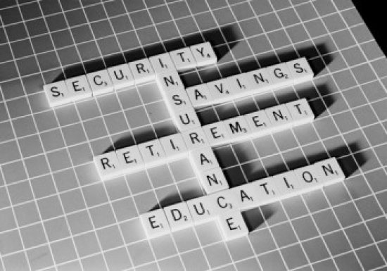 Finance Related Words Spelled Out on Board Game Poster Print 18 x 24 in.