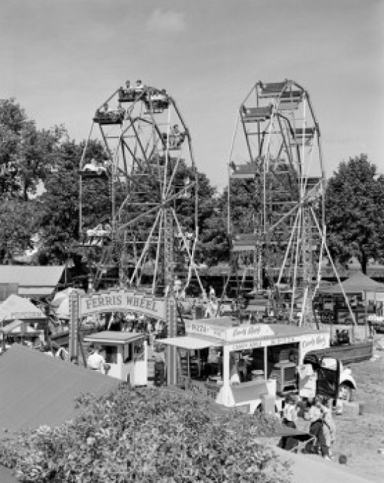 Ferris Wheels at Fun Fair Poster Print - 18 x 24 in.