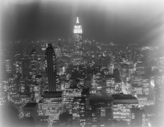 USA New York State New York City Looking South From Rca Building at Night Poster Print - 18 x 24 in.