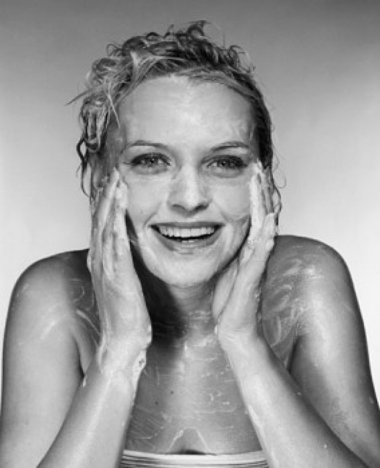 SAL25542473 Portrait of a Young Woman Washing Her Face Poster Print - 18 x 24 in.