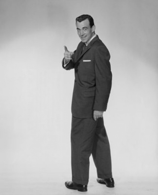Side Profile of Businessman Pointing Forward Poster Print - 18 x 24 in.