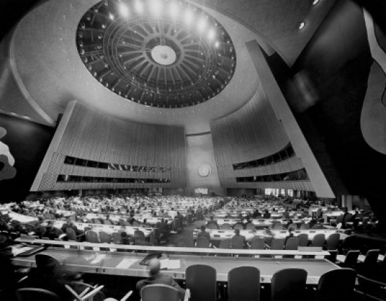Interior of a Conference Hall United Nations Building New York City New York State USA Poster Print - 18 x 24 in.