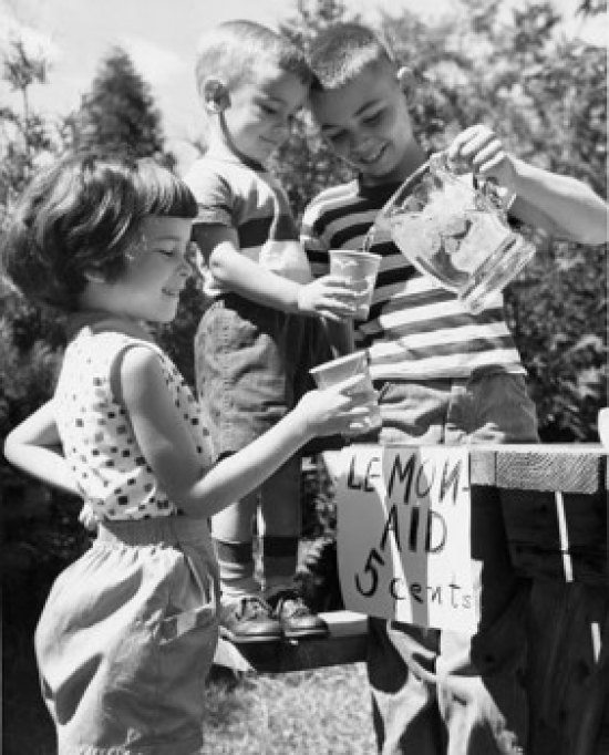 Boy Serving Lemonade to Friends Poster Print - 18 x 24 in.