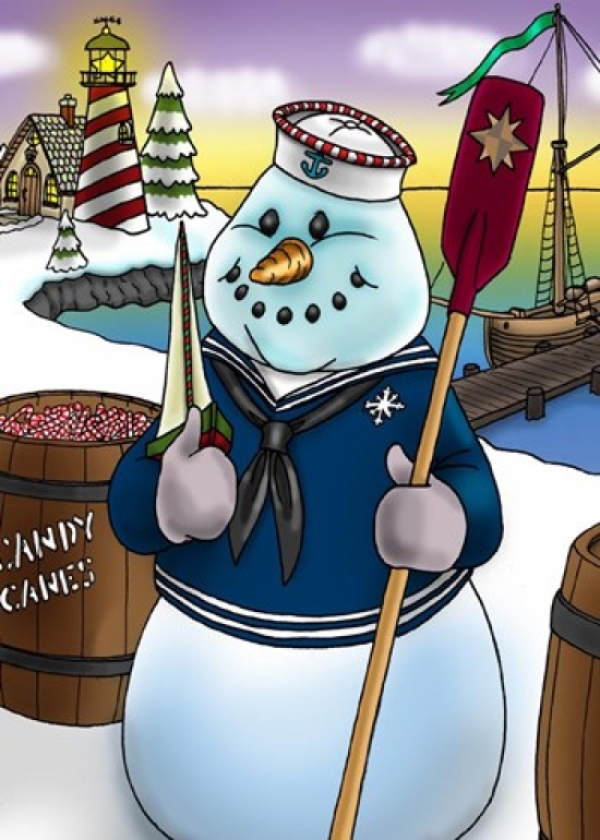 Snowman Poster Print by Bill Abbott - 11 x 14 in.