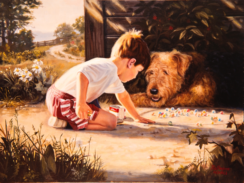 PAIRB013 The Marbles Lesson Poster Print by Ron Bayens - 19 x 14 in.