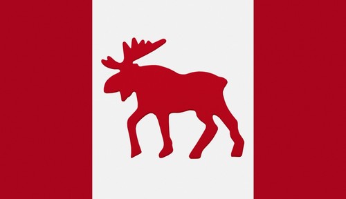 Moose Emblem On Canadian Flag Poster Print by Darren Greenwood, 36 x 20 - Large