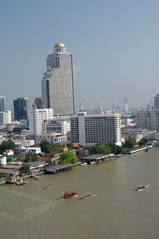 Downtown Bangkok Skyline View with Chao Phraya River Thailand Print by Cindy Miller Hopkins