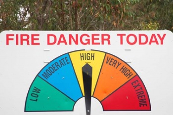 Fire Danger Warning Sign Queensland Australia Poster Print by David Wall - 26 x 17 in.