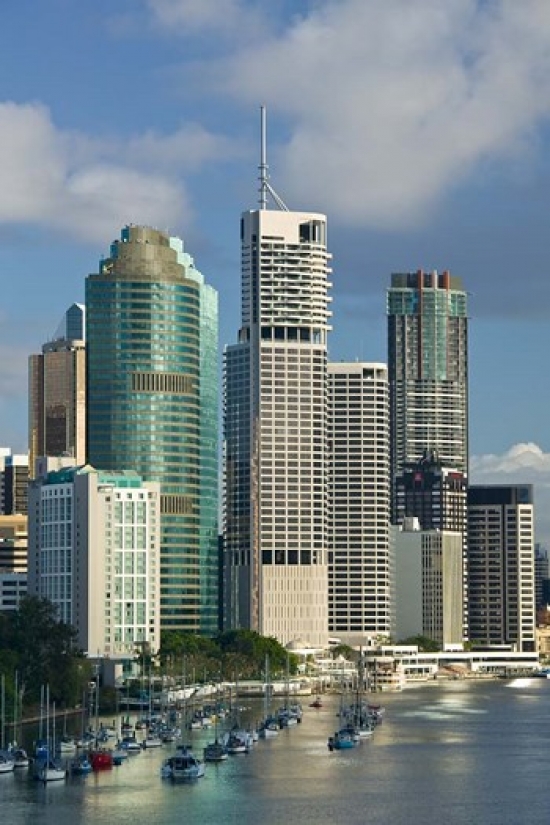Central Business District Viewed From Kangaroo Point Brisbane Queensland Print by Walter Bibikow