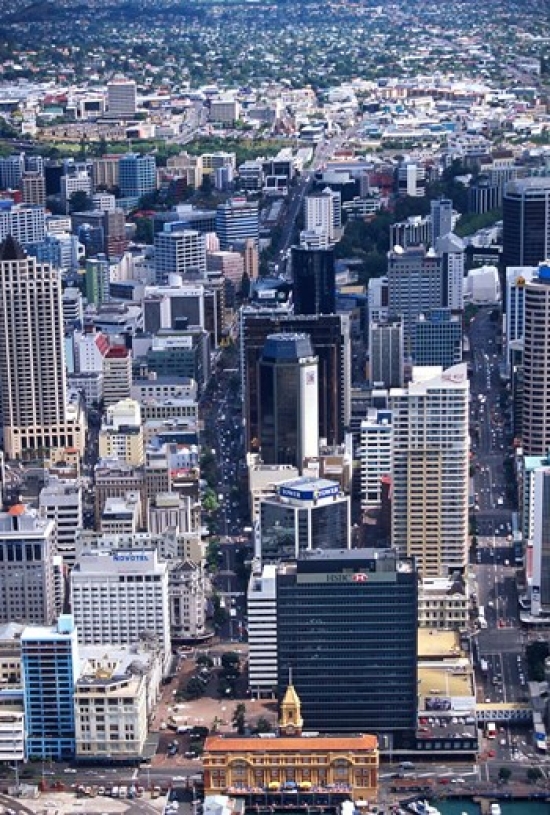 PDDAU02DWA0613 Queen Street & Auckland Central Business District New Zealand Poster Print by David Wall - 25 x 36 in.