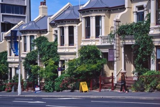 PDDAU02DWA3569 Historic Terrace Houses Stuart Street Dunedin New Zealand Poster Print by David Wall - 37 x 25 in.