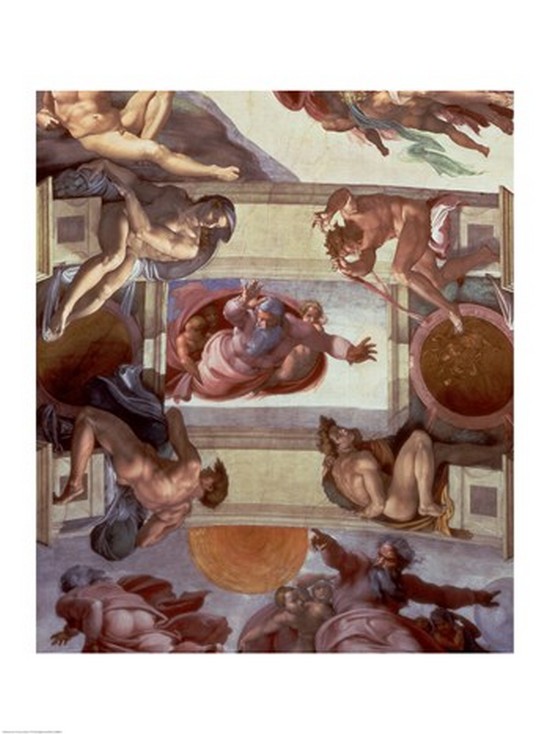BALBAL148864 Sistine Chapel Ceiling 1508-12 The Separation of the Waters from the Earth 1511-12 Print by Michelangelo Buonarroti - 18 x 24 in.