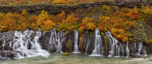 Hraunfossar Waterfall - Iceland Poster Print by Robert Postma - 33 x 14
