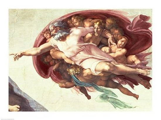Sistine Chapel Ceiling - The Creation of Adam detail of God the Father 1508-12 Print by Michelangelo Buonarroti - 36 x 24 in. - Large