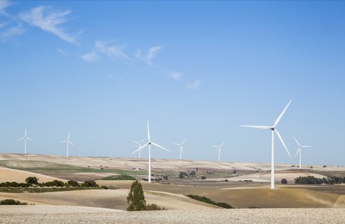 DPI12306073LARGE Wind Turbines in Fields with A Blue Sky - Andalusia Spain Poster Print by Peter Zoeller, 38 x 24 - Large
