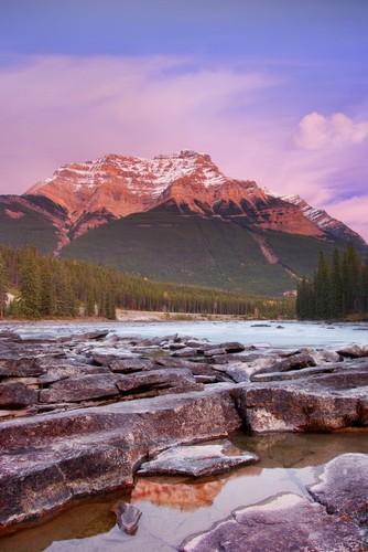 Mount Kerkeslin Athabasca Falls Jasper National Park Jasper Alberta Canada Poster Print by Carson Ganci, 11 x 17