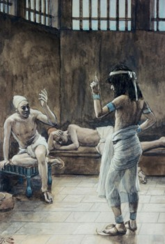 SAL99960 Joseph Interprets the Dreams Whilst in Prison James J Tissot 1836-1902 French Jewish Museum New York USA - 18 x 24 in.