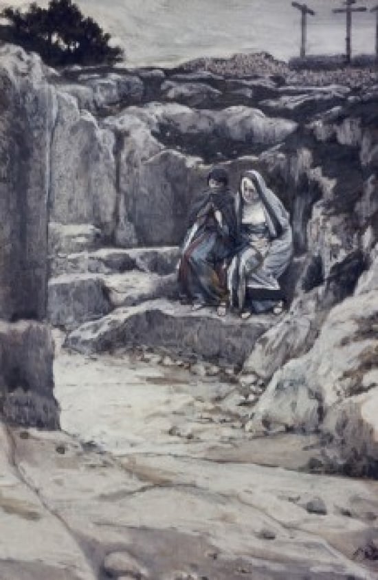SAL9999326 Two Marys Watch the Tomb of Jesus James Tissot 1836-1902 French Oil on Canvas Poster Print - 18 x 24 in -  Posterazzi