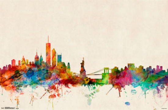 New York Skyline Poster Print - 22 x 34 in.