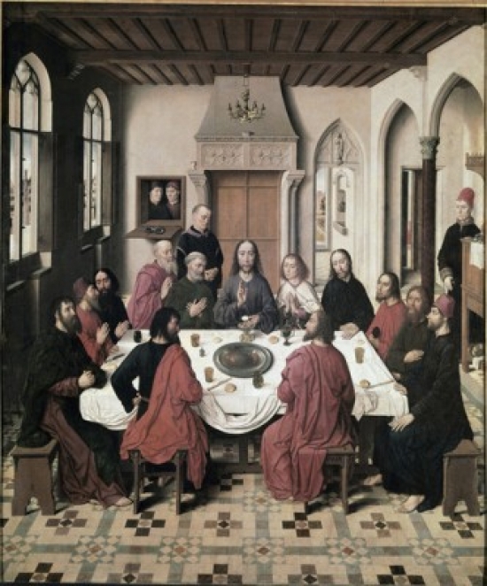 The Last Supper Ca1467 Dieric Bouts the Elder Ca1415-1475 Netherlandish Oil on Wood Sint-Pieterskerk Leuven - 18 x 24 in.