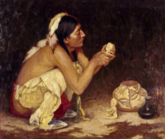 SAL900103082 The Primitive Sculptor Eanger Irving Couse 1866-1936 American Poster Print - 18 x 24 in.
