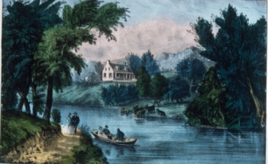 The River Side Currier & Ives Color Lithograph 1857-1907 USA Washington Dc Library of Congress Print - 18 x 24 in.