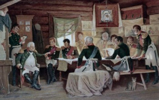 Gen. Kutuzov with Men During Napoleonic War A.D. Kivshenko 1851-1895 Russian Poster Print - 18 x 24 in.