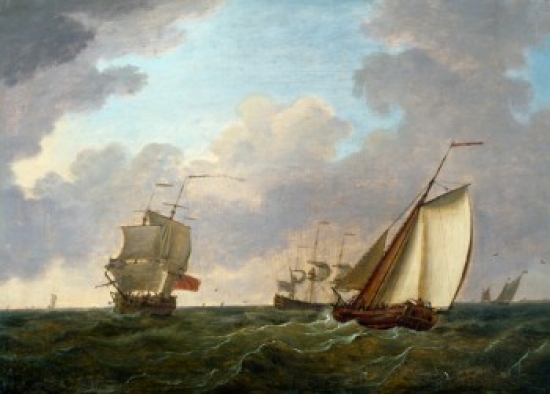 A British Frigate a Sloop by Samuel Owen 1768-1857 Poster Print - 18 x 24 in.