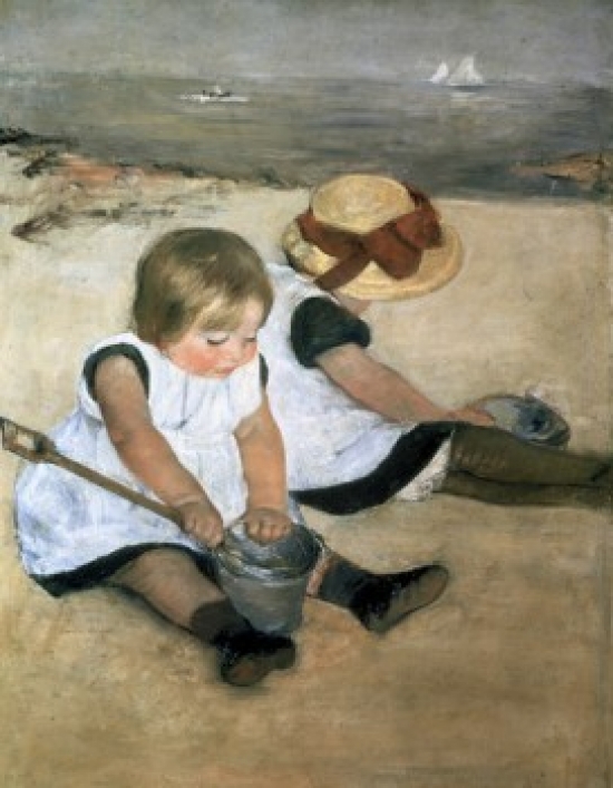 Children on the Beach Mary Cassatt 1845-1926 American Oil on Canvas National Gallery of Art Washington Dc - 18 x 24 in.