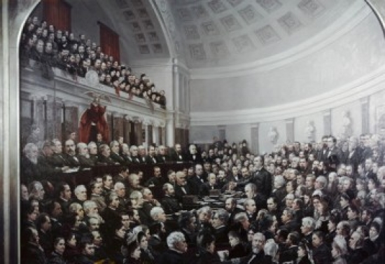 SAL9002363 Florida Case Before Electorial Commission in Senate Chamber Cornelia a Fassett 1831-1898 American - 18 x 18 x 24 in.