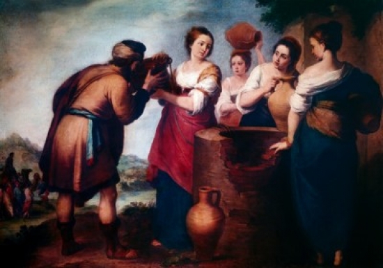 Rebecca & Eliezer by Bartolome Esteban Murillo 1617-1682 Spain Madrid Musee Del Prado Poster Print - 18 x 24 in.