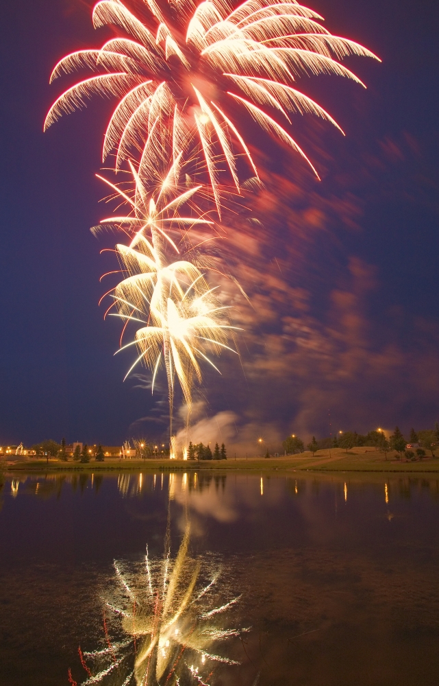 DPI1768031 Fireworks Display On Canada Day Sherwood Park Alberta Canada Poster Print by Carson Ganci, 11 x 17