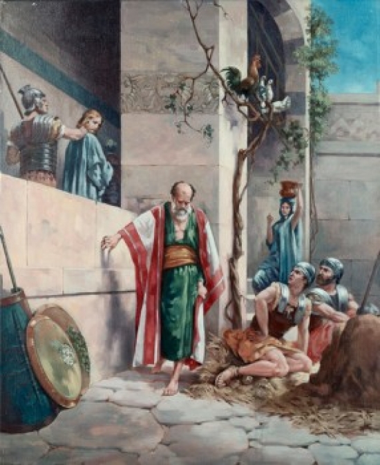 Peter Denies Christ 19th C. Artist Unknown Poster Print - 18 x 24 in.