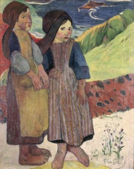 Two Breton Girls by the Sea 1889 Gauguin Paul1848-1903 French Museum of Western Art Tokyo Japan Print - 18 x 24 in.