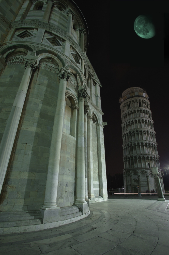 DPI1480360 Ethereal Moonlight Scene of Duomo Santa Maria Assunta in Pisa Tuscany Italy Poster Print by Carson Ganci, 11 x 17
