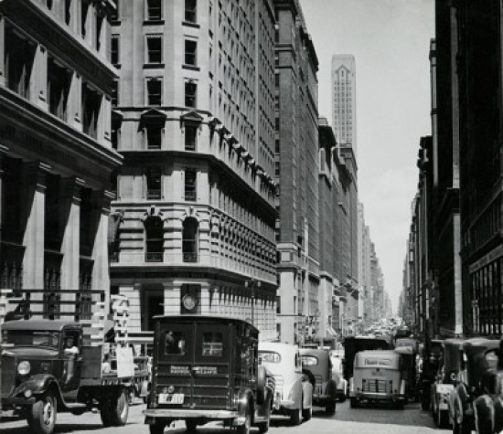 Traffic in the Street New York City New York USA 1930 Poster Print - 18 x 24 in.