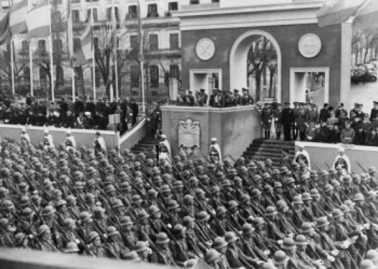 Francisco Franco on Platform Overlooking Military Parade Second Anniversary Of