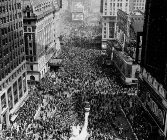 High Angle View of a Replica of the Statue of Liberty on Vj Day Times Square