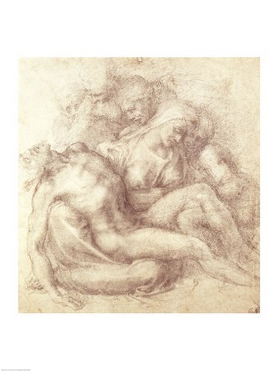 BALBAL49893LARGE Figures Study for The Lamentation Over The Dead Christ 1530 Poster Print by Michelangelo Buonarroti - 24 x 36 in. - Large