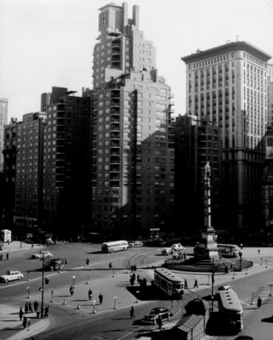 USA New York State New York City Manhattan Columbus Circle High Angle View Poster Print - 18 x 24 in.