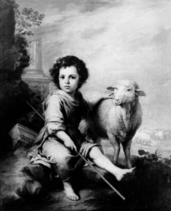 The Christ Child As Shepherd by Bartolome Esteban Murillo Attrib. 1617-1682 Poster Print - 18 x 24 in.