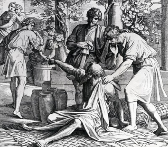 Noah Curses Ham for His Mockery by Julius Schnorr Von Carolsfeld Illustration 1794-1872 Poster Print - 18 x 24 in.