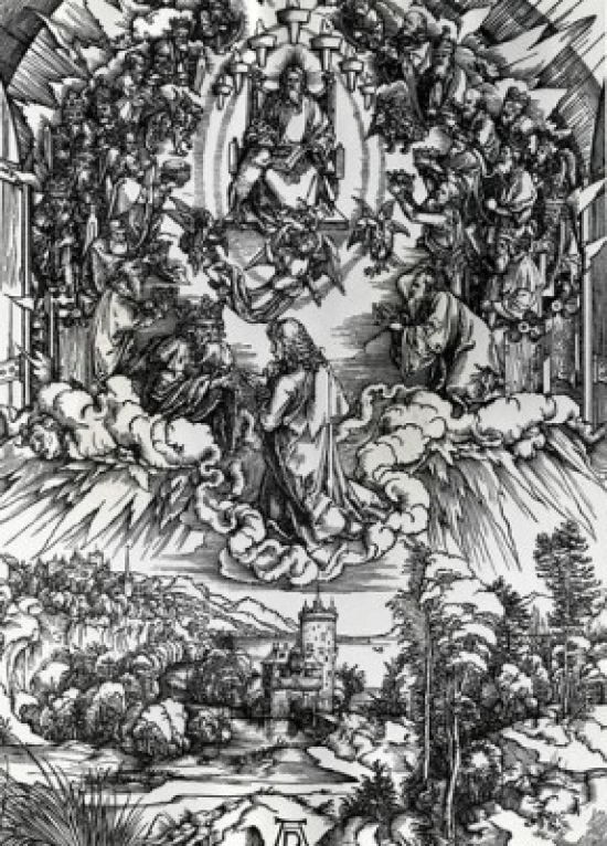 SAL9953614 St. John Before God & Elders by Albrecht Durer Engraving 1471-1528 Poster Print - 18 x 24 in.
