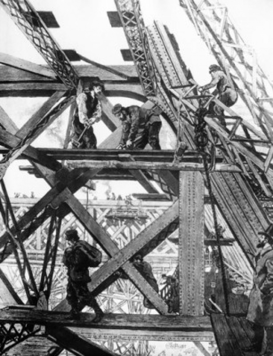 Construction Under Progress-Tower for the Paris Exhibition by Unknown Artist 1889 Poster Print - 18 x 24 in.
