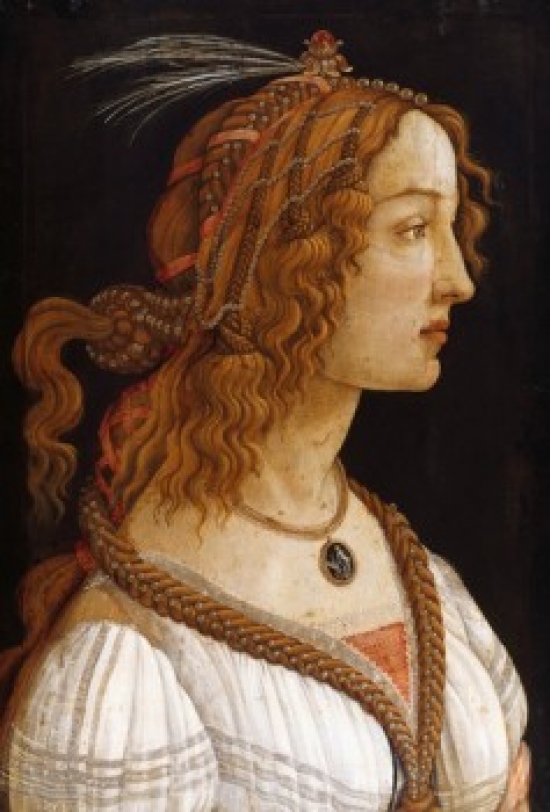Portrait of a Young Woman Sandro Botticelli 1444-1510 Italian Tempera on Wood Panel Studel Art Institute - 18 x 24 in.